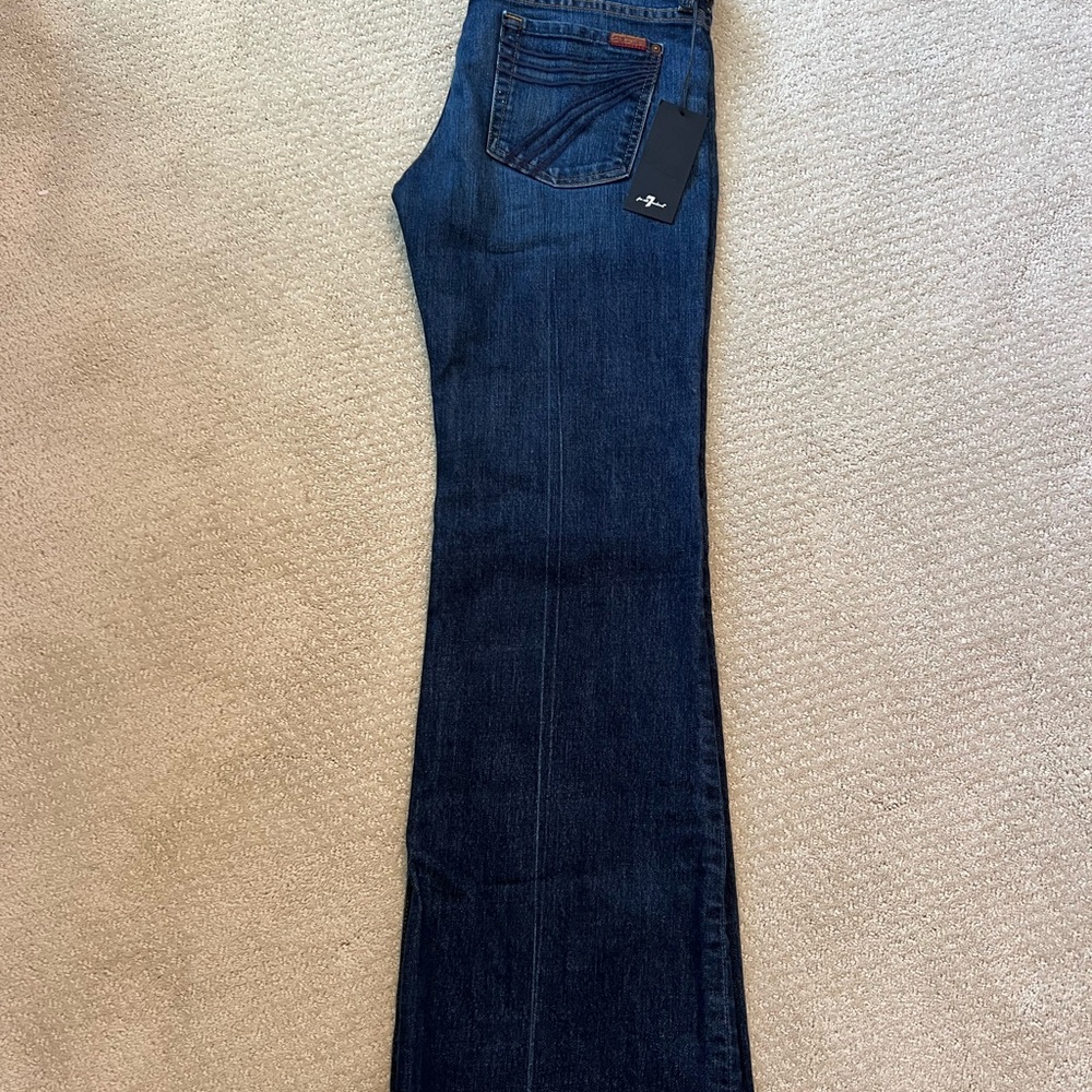 7 For All Mankind Dark Blue Tailor-less Dojo  Flare Jeans